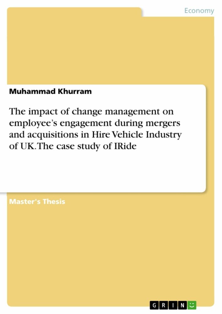 The impact of change management on employee's engagement during mergers and acquisitions in Hire Vehicle Industry of UK. The case study of IRide main product photo