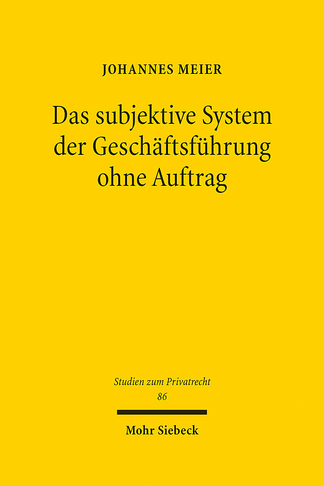 Das subjektive System der Geschäftsführung ohne Auftrag main product photo