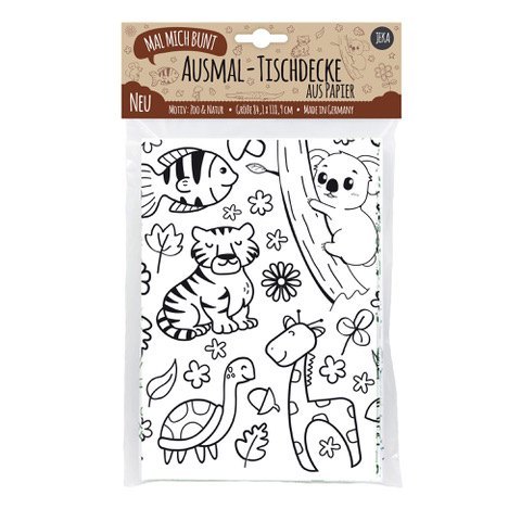 Mal Mich Bunt Ausmal-Tischdecke aus Papier Zoo & Natur main product photo