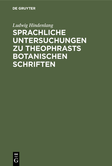 Sprachliche Untersuchungen zu Theophrasts botanischen Schriften main product photo