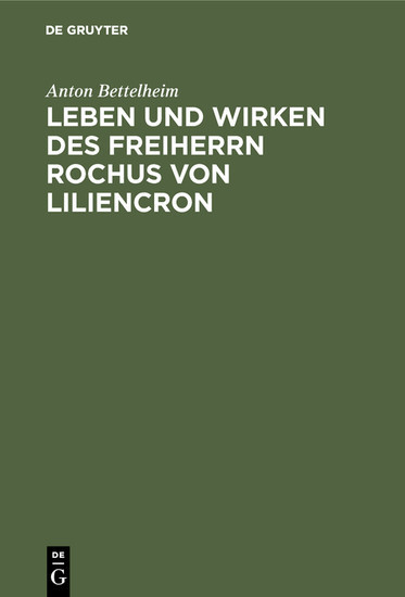 Leben und Wirken des Freiherrn Rochus von Liliencron main product photo