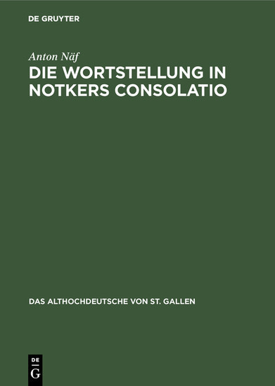 Die Wortstellung in Notkers Consolatio main product photo