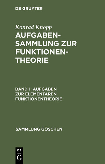 Aufgaben zur elementaren Funktionentheorie main product photo