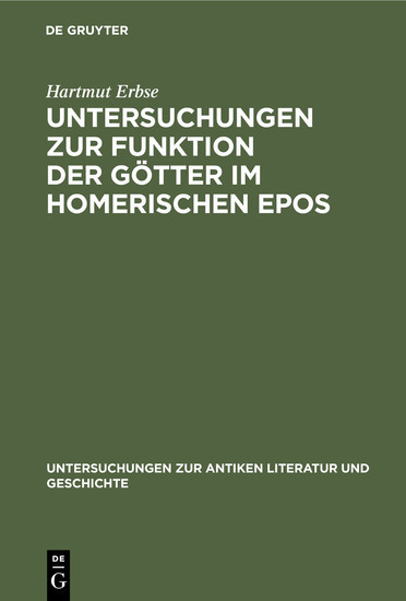 Untersuchungen zur Funktion der Götter im homerischen Epos main product photo