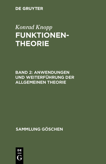 Anwendungen und Weiterführung der allgemeinen Theorie main product photo