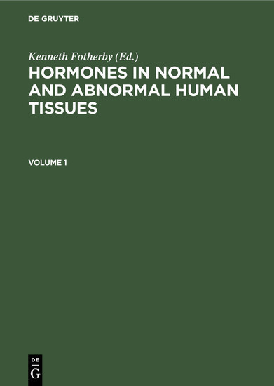 Hormones in normal and abnormal human tissues. Volume 1 main product photo