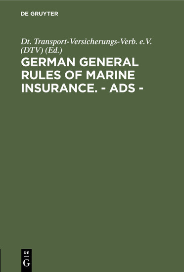 German general rules of marine insurance. - ADS - main product photo