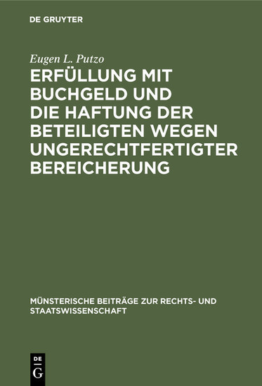 Erfüllung mit Buchgeld und die Haftung der Beteiligten wegen ungerechtfertigter Bereicherung main product photo