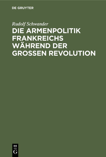 Die Armenpolitik Frankreichs während der grossen Revolution main product photo