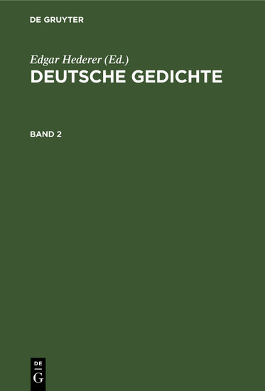 Deutsche Gedichte. Band 2 main product photo