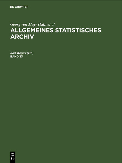 Allgemeines Statistisches Archiv. Band 33 main product photo