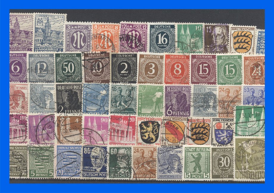 50 verschiedene Briefmarken Deutschland unter Alliierter Bestetzung main product photo