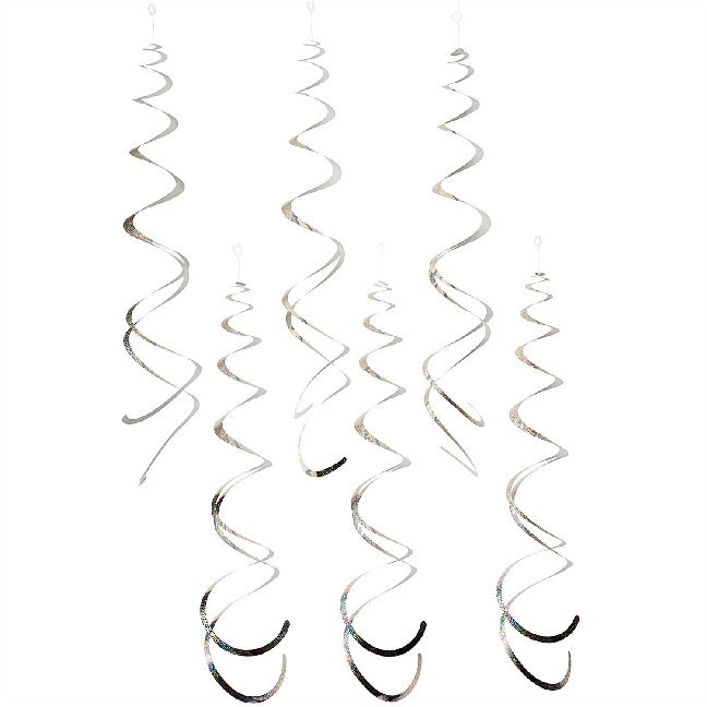 Spiral Luftschlangen, Holographisch/Weiss main product photo