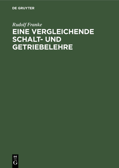 Eine vergleichende Schalt- und Getriebelehre main product photo