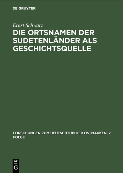 Die Ortsnamen der Sudetenländer als Geschichtsquelle main product photo