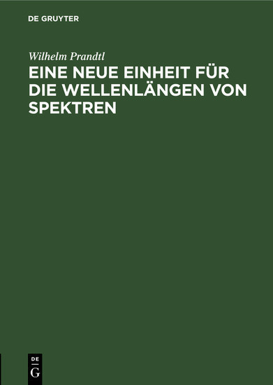 Eine neue Einheit für die Wellenlängen von Spektren main product photo