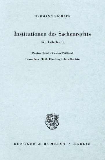 Institutionen des Sachenrechts. main product photo