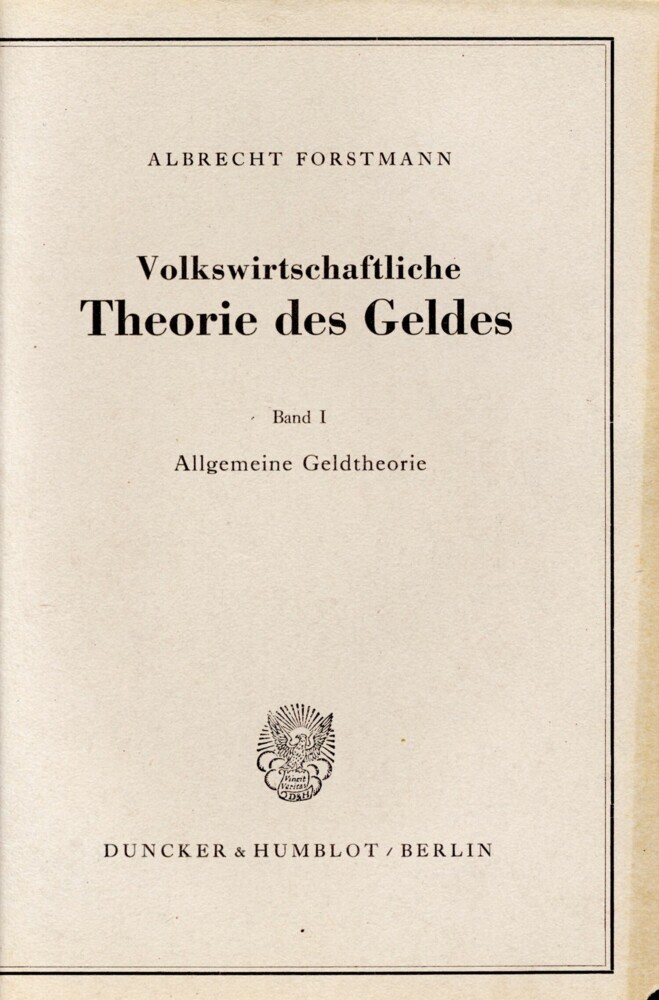 Volkswirtschaftliche Theorie des Geldes. main product photo