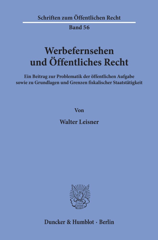 Werbefernsehen und Öffentliches Recht. main product photo