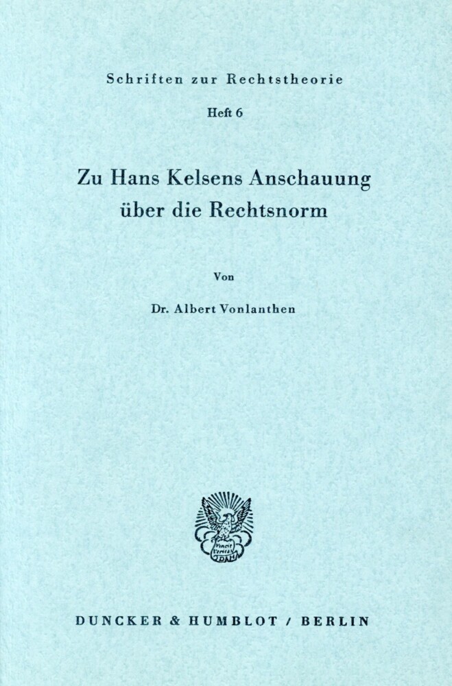 Zu Hans Kelsens Anschauung über die Rechtsnorm. main product photo