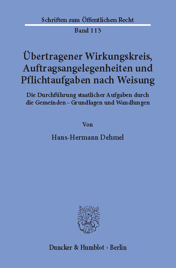 Übertragener Wirkungskreis, Auftragsangelegenheiten und Pflichtaufgaben nach Weisung. main product photo
