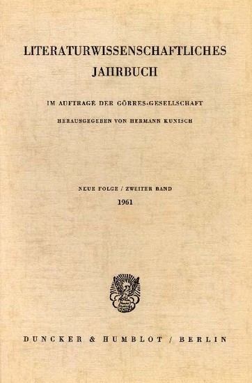 Literaturwissenschaftliches Jahrbuch. main product photo