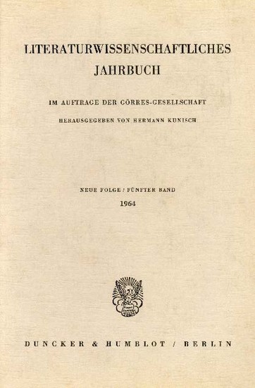 Literaturwissenschaftliches Jahrbuch. main product photo