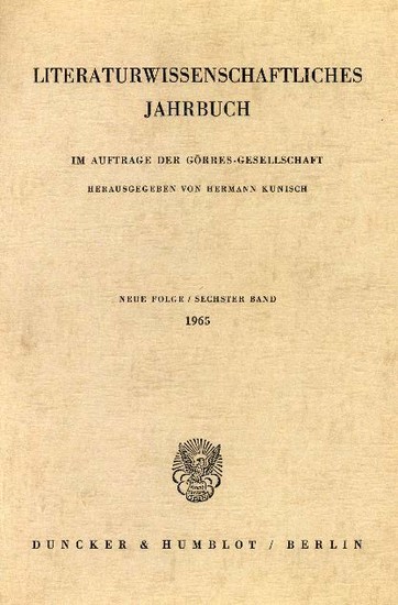 Literaturwissenschaftliches Jahrbuch. main product photo
