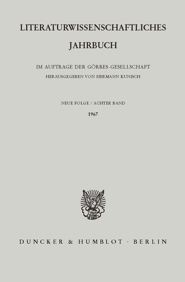 Literaturwissenschaftliches Jahrbuch. main product photo