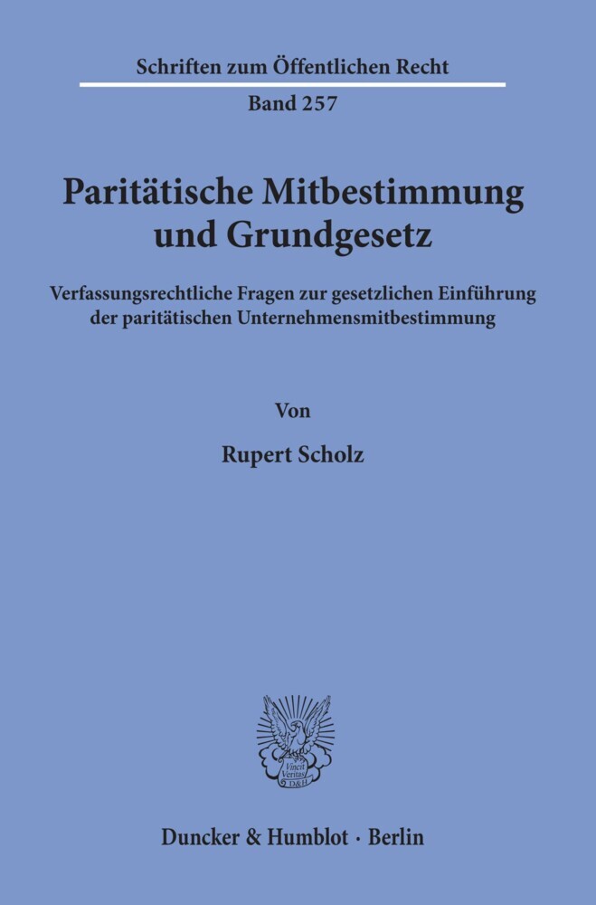 Paritätische Mitbestimmung und Grundgesetz. main product photo
