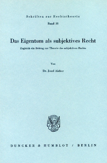Das Eigentum als subjektives Recht. main product photo