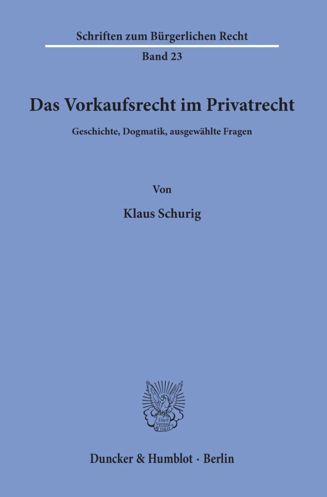 Das Vorkaufsrecht im Privatrecht. main product photo