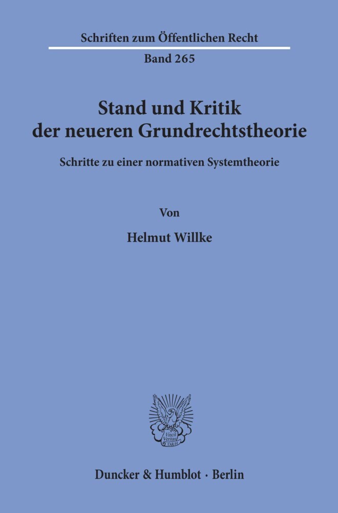 Stand und Kritik der neueren Grundrechtstheorie. main product photo