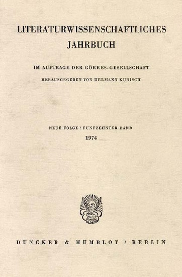 Literaturwissenschaftliches Jahrbuch. main product photo