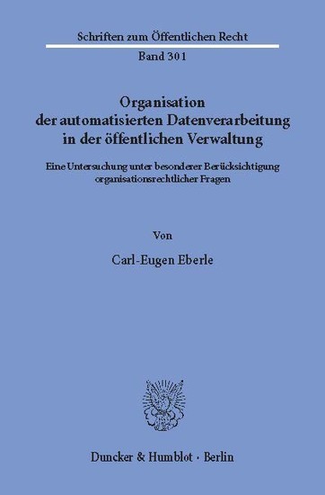Organisation der automatisierten Datenverarbeitung in der öffentlichen Verwaltung. main product photo
