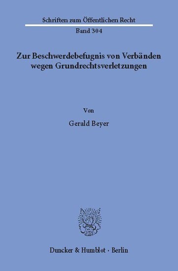 Zur Beschwerdebefugnis von Verbänden wegen Grundrechtsverletzungen. main product photo