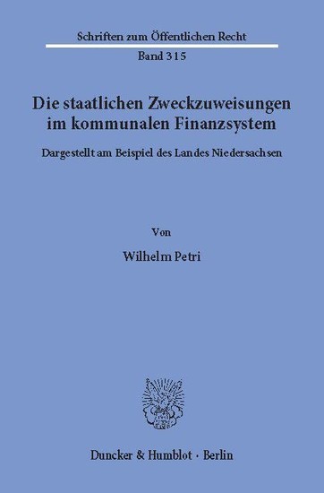 Die staatlichen Zweckzuweisungen im kommunalen Finanzsystem. main product photo