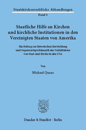 Staatliche Hilfe an Kirchen und kirchliche Institutionen in den Vereinigten Staaten von Amerika. main product photo