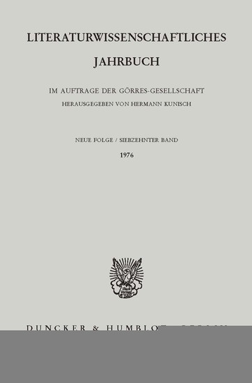 Literaturwissenschaftliches Jahrbuch. main product photo