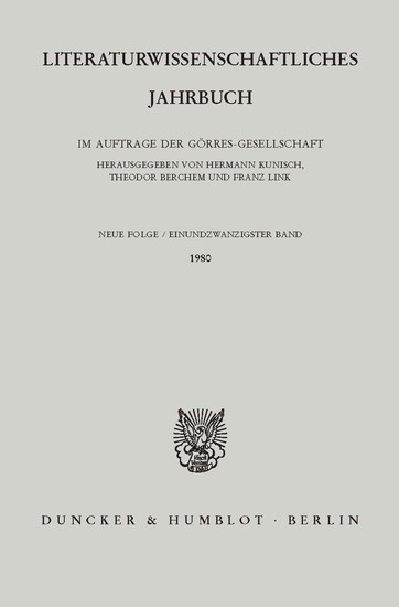 Literaturwissenschaftliches Jahrbuch. main product photo