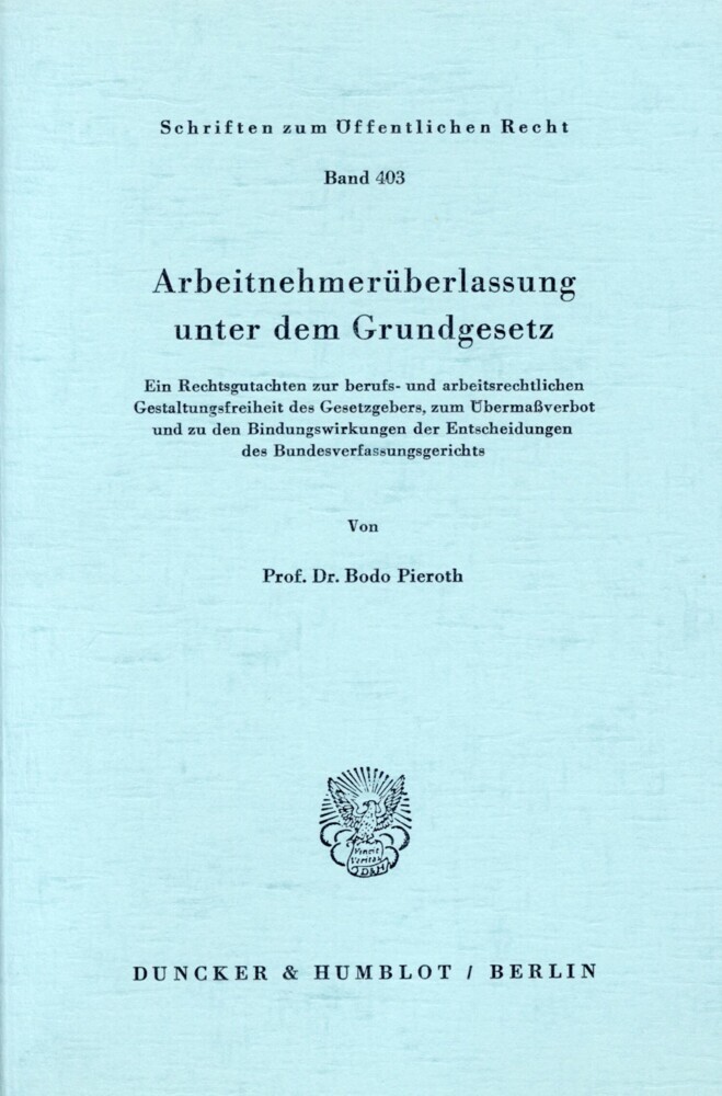 Arbeitnehmerüberlassung unter dem Grundgesetz. main product photo