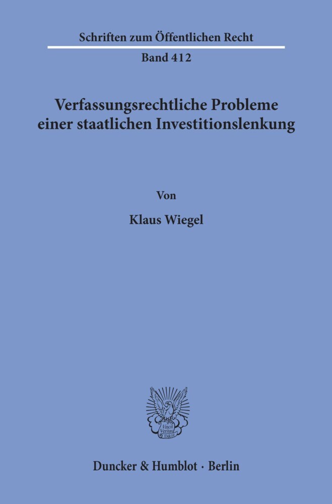 Verfassungsrechtliche Probleme einer staatlichen Investitionslenkung. main product photo