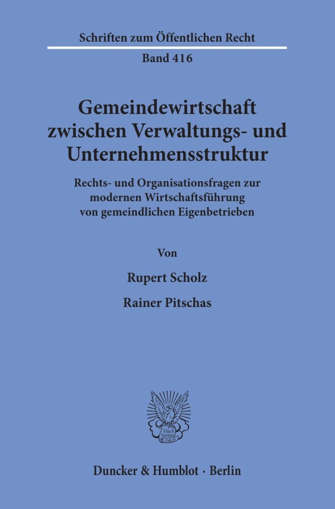 Gemeindewirtschaft zwischen Verwaltungs- und Unternehmensstruktur. main product photo