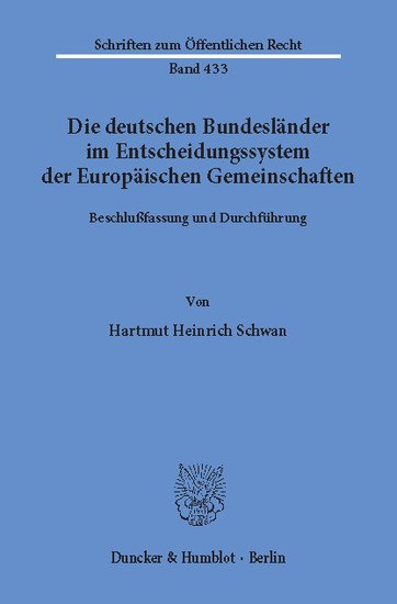 Die deutschen Bundesländer im Entscheidungssystem der Europäischen Gemeinschaften. main product photo