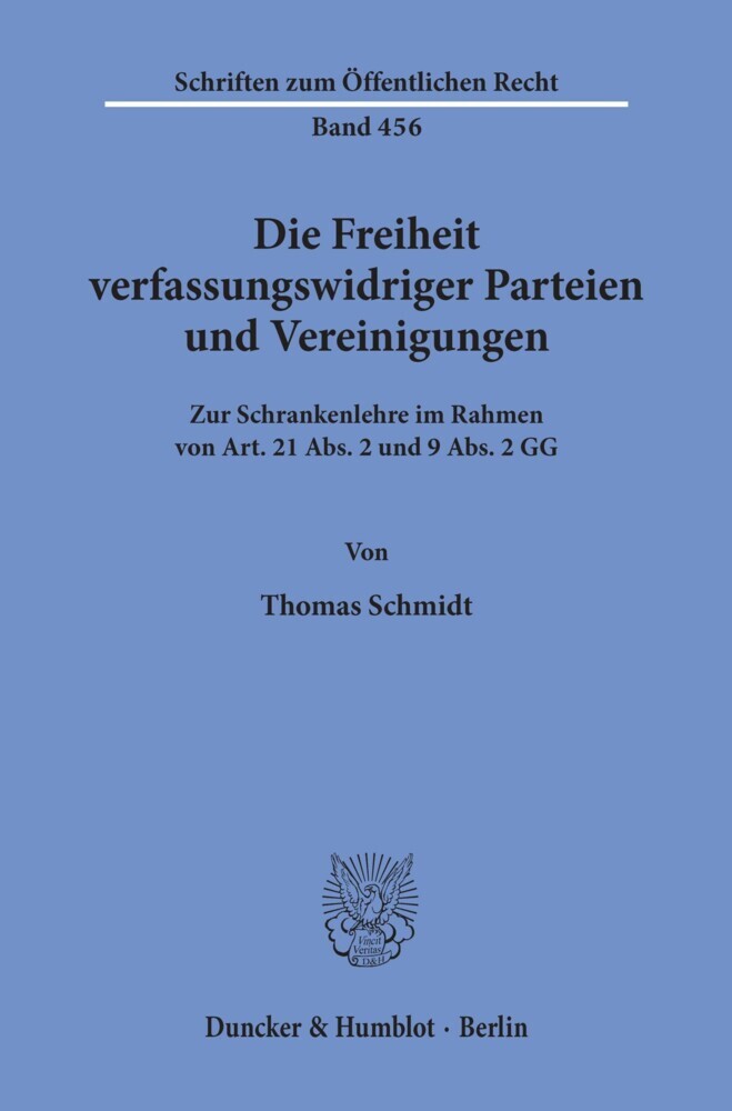 Die Freiheit verfassungswidriger Parteien und Vereinigungen. main product photo