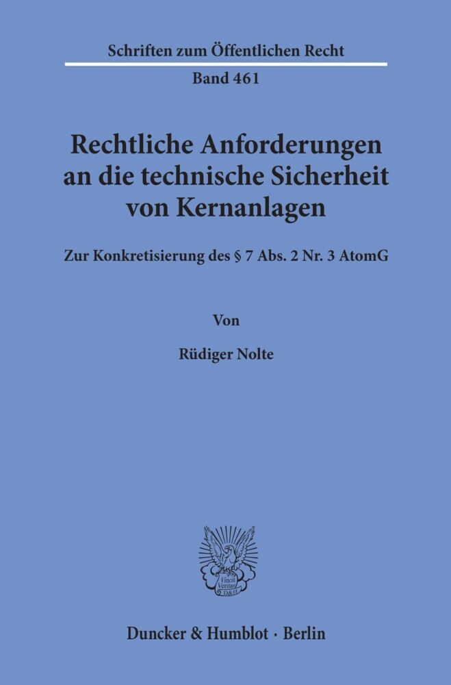 Rechtliche Anforderungen an die technische Sicherheit von Kernanlagen. main product photo