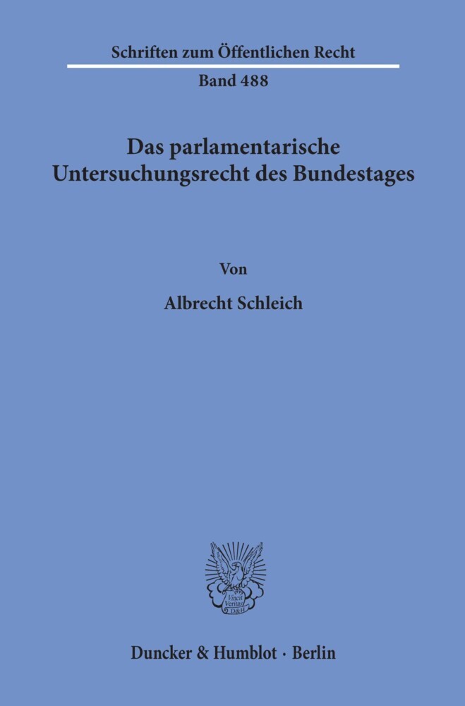 Das parlamentarische Untersuchungsrecht des Bundestages. main product photo