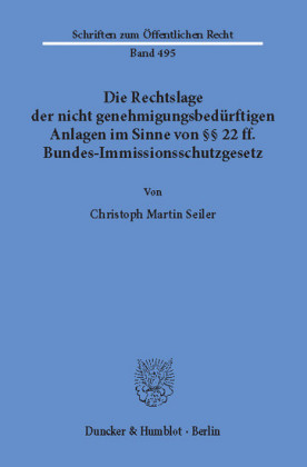 Die Rechtslage der nicht genehmigungsbedürftigen Anlagen im Sinne von 22 ff. Bundes-Immissionsschutzgesetz.