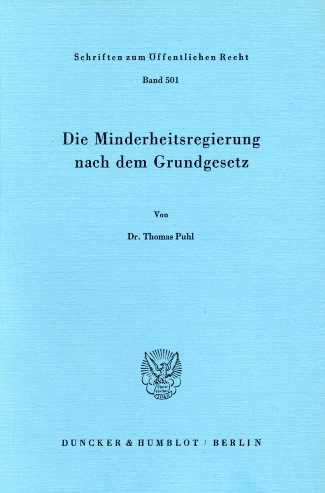 Die Minderheitsregierung nach dem Grundgesetz. main product photo