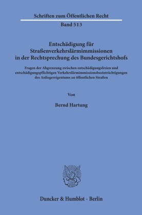 Entschädigung für Straßenverkehrslärmimmissionen in der Rechtsprechung des Bundesgerichtshofs.